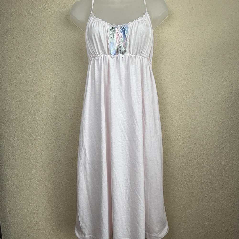 Vtg Kayser Slip Dress Pink Satin Inset Empire Waist Lingerie Honeymoon Sz M 36